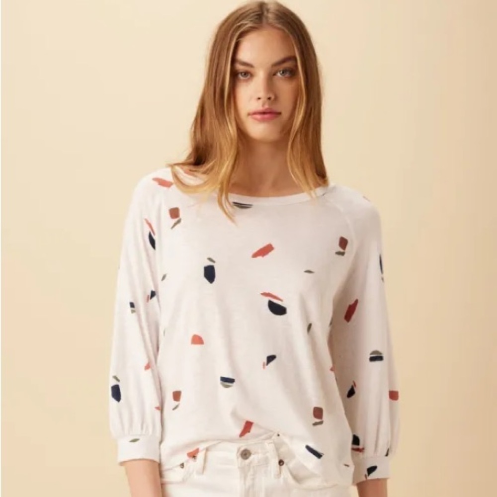 Amour Vert IRR Organic Cotton Modal Abstract Confetti Top Made in USA, Size S